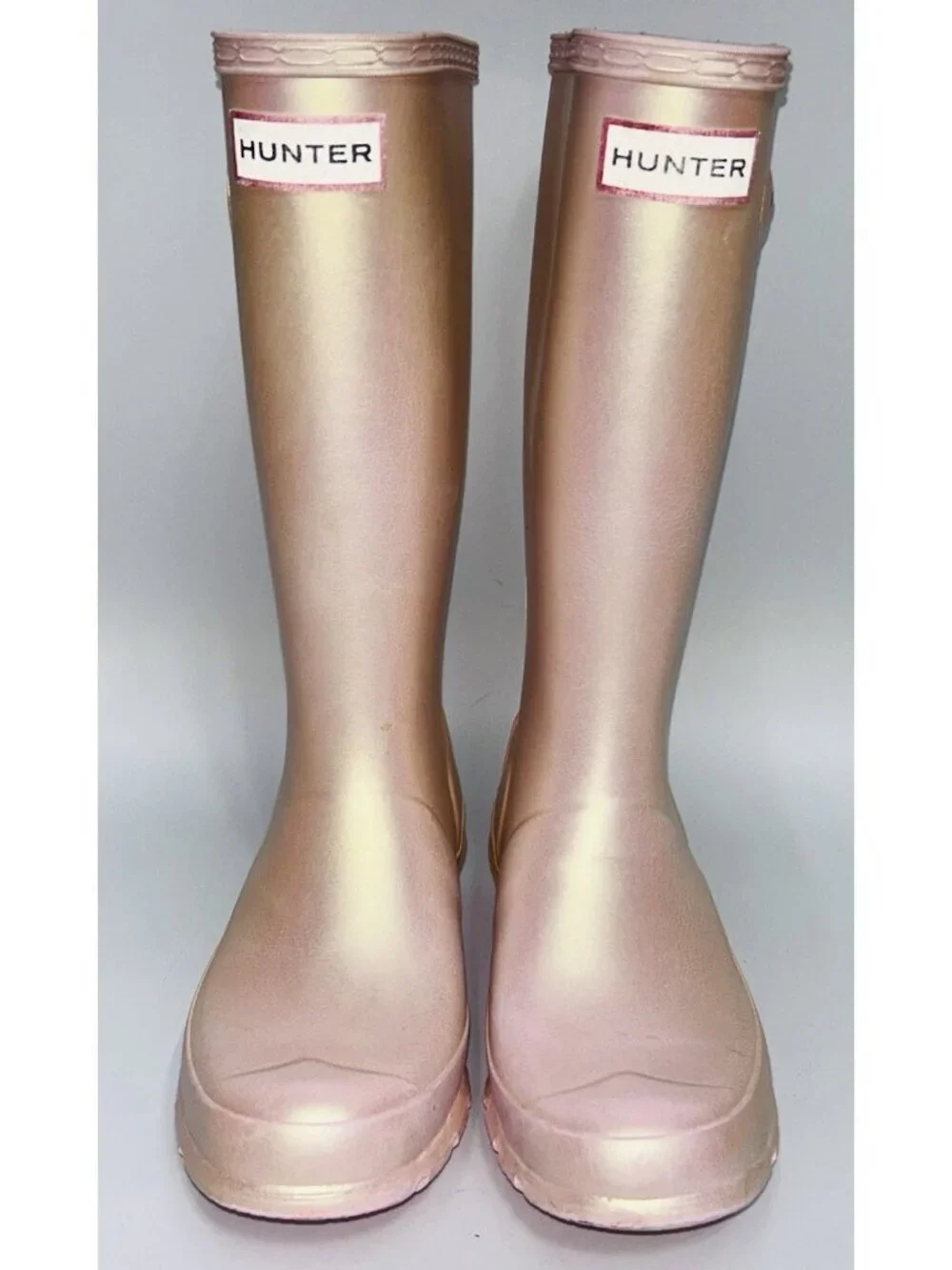 Hunter Original Nebula Wellington Boots Kids Girls SZ 2 Iridescent Pink sparkle